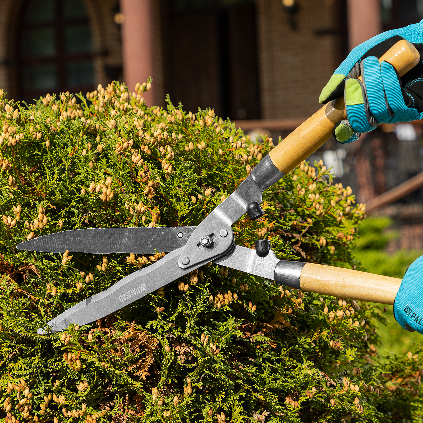 Кусторез, 520 мм, волнистые лезвия, деревянные рукоятки, Palisad