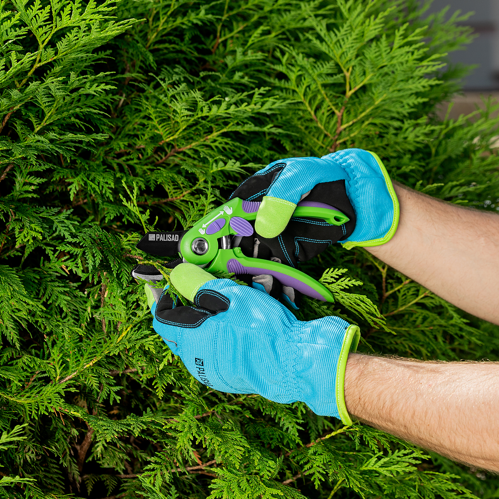 Секатор с наковальней, 215 мм, регулировка захвата, двухкомпонентные рукоятки, Palisad