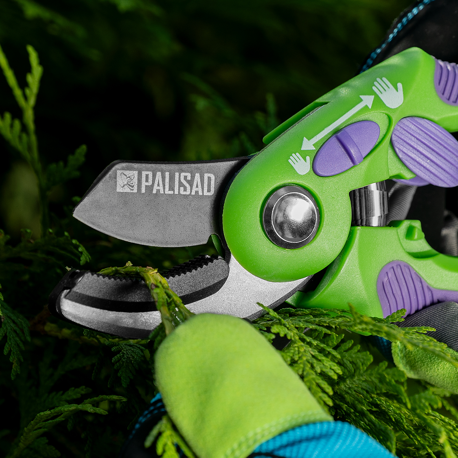 Секатор с наковальней, 215 мм, регулировка захвата, двухкомпонентные рукоятки, Palisad