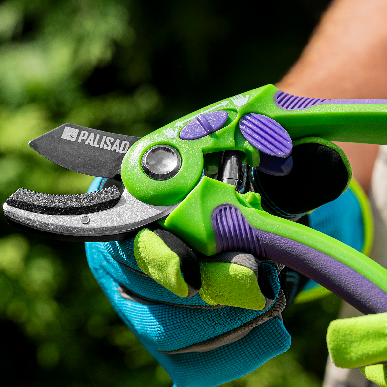 Секатор с наковальней, 215 мм, регулировка захвата, двухкомпонентные рукоятки, Palisad