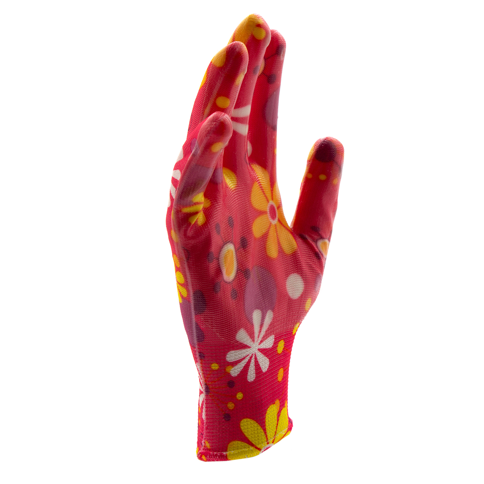 Перчатки садовые из полиэстера с нитрильным обливом, цветы, М Palisad