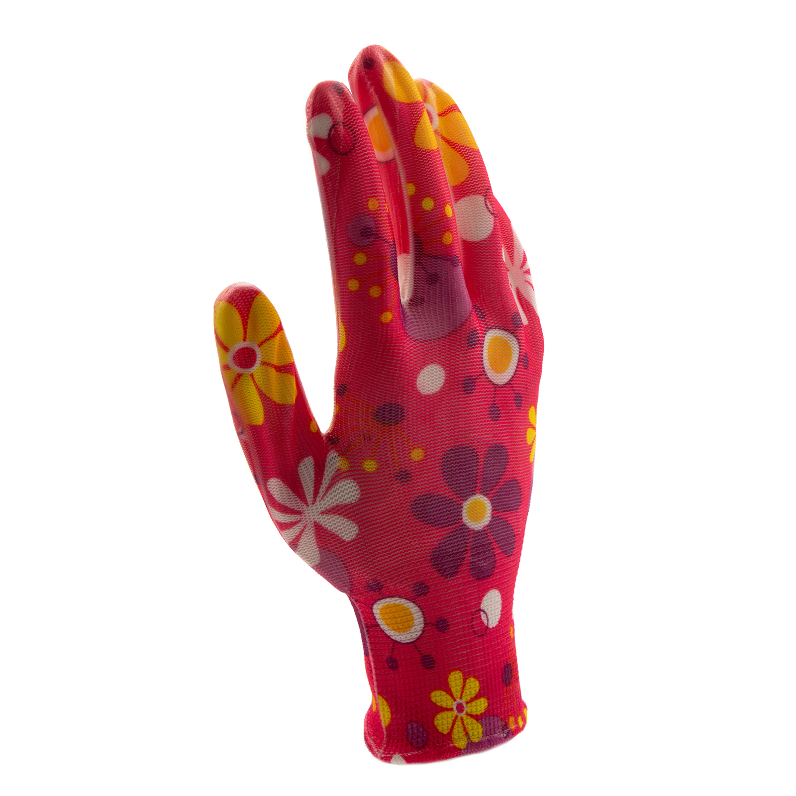 Перчатки садовые из полиэстера с нитрильным обливом, цветы, М Palisad