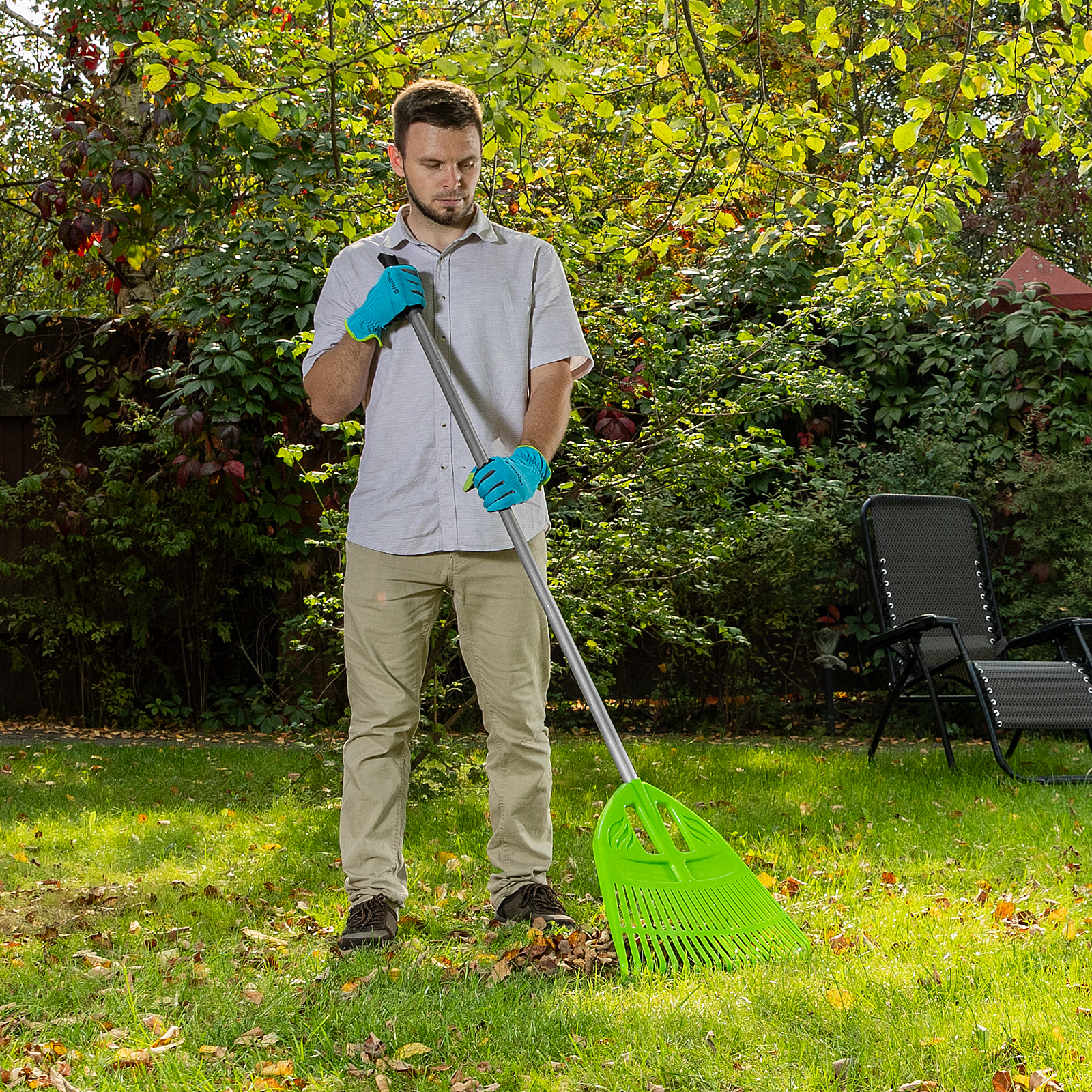 Грабли веерные пластиковые, 495 х 1680 мм, 23 плоских зуба, алюминиевый черенок, Palisad