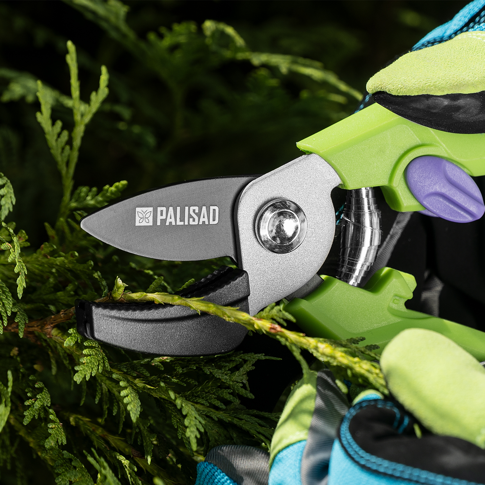 Секатор с наковальней, 190 мм, пластиковые рукоятки Palisad