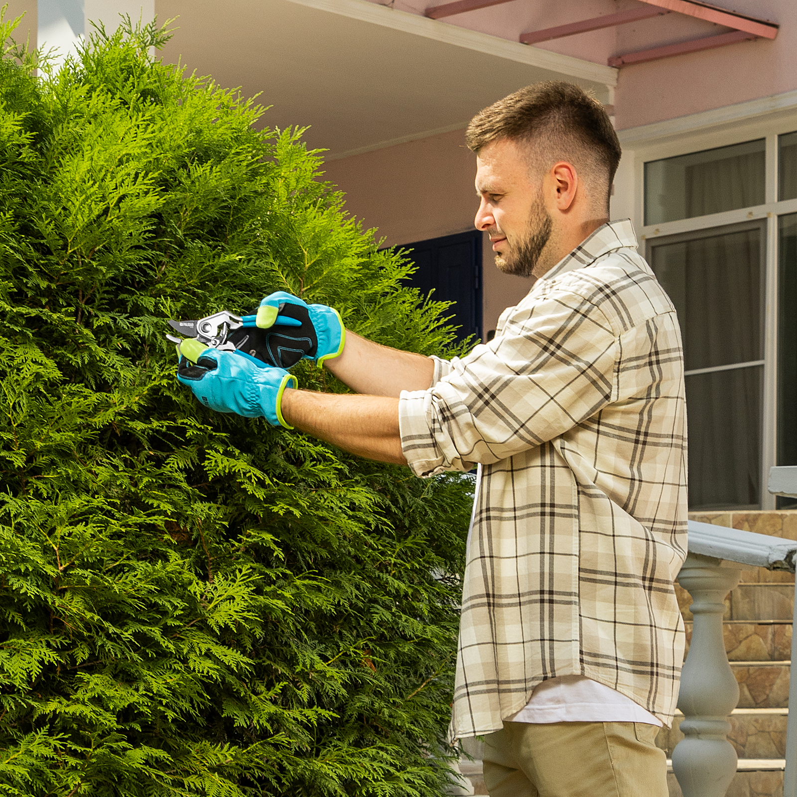 Секатор прямого реза, 205 мм, алюминиевые рукоятки в ПВХ-оболочке, LUXE Palisad