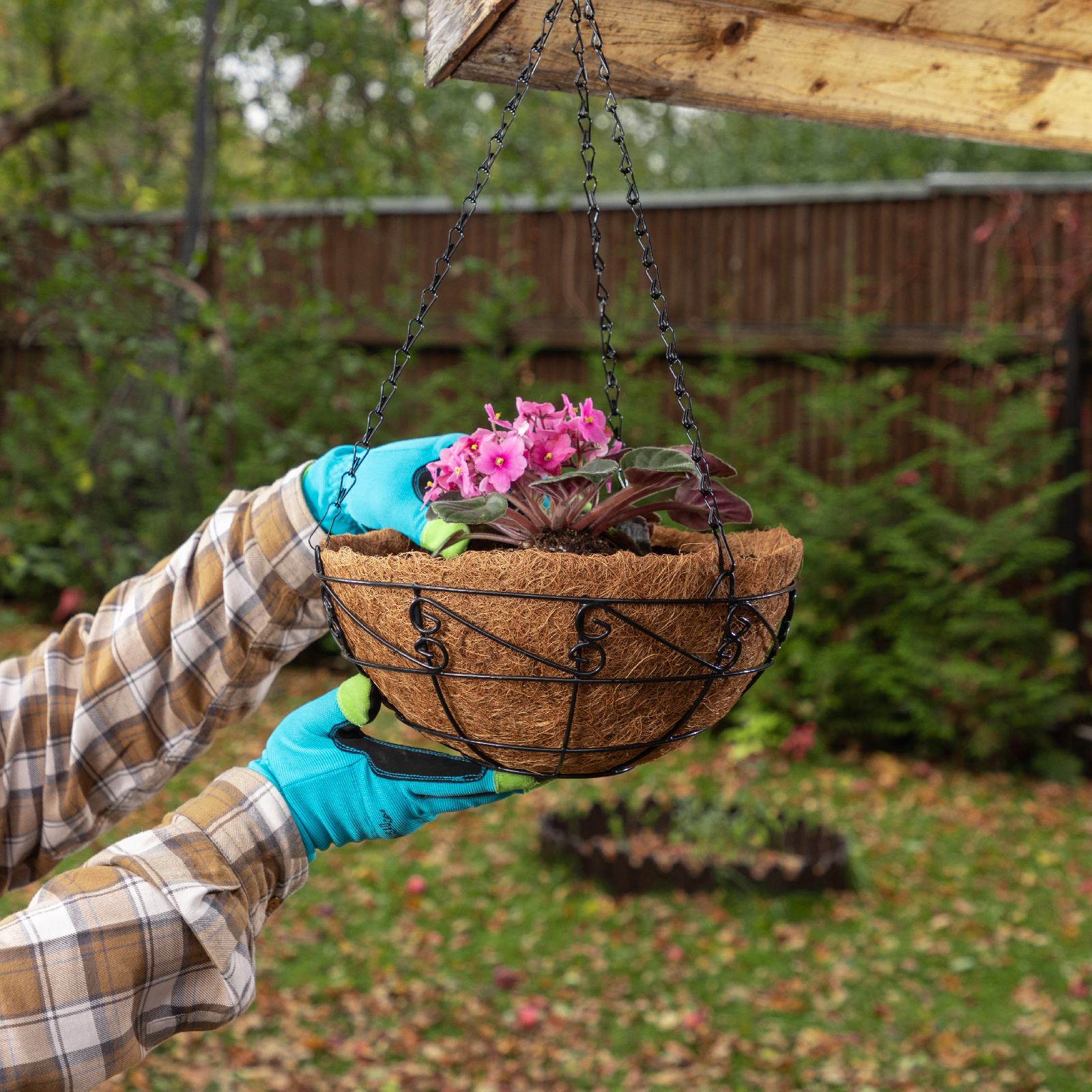 Кашпо подвесное с орнаментом, с кокосовой корзиной, диаметр 30 см Palisad