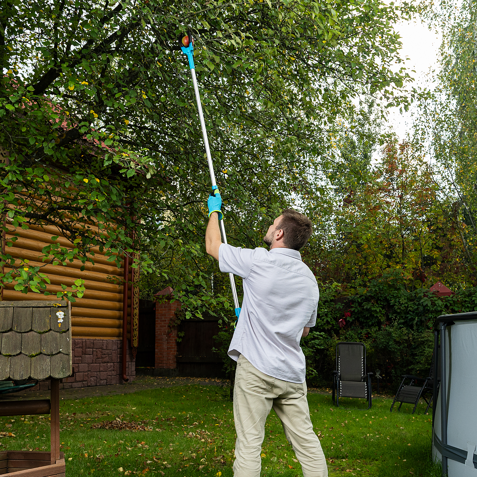 Плодосъемник механический, 1900 мм, алюминиевая штанга, LUXE Palisad