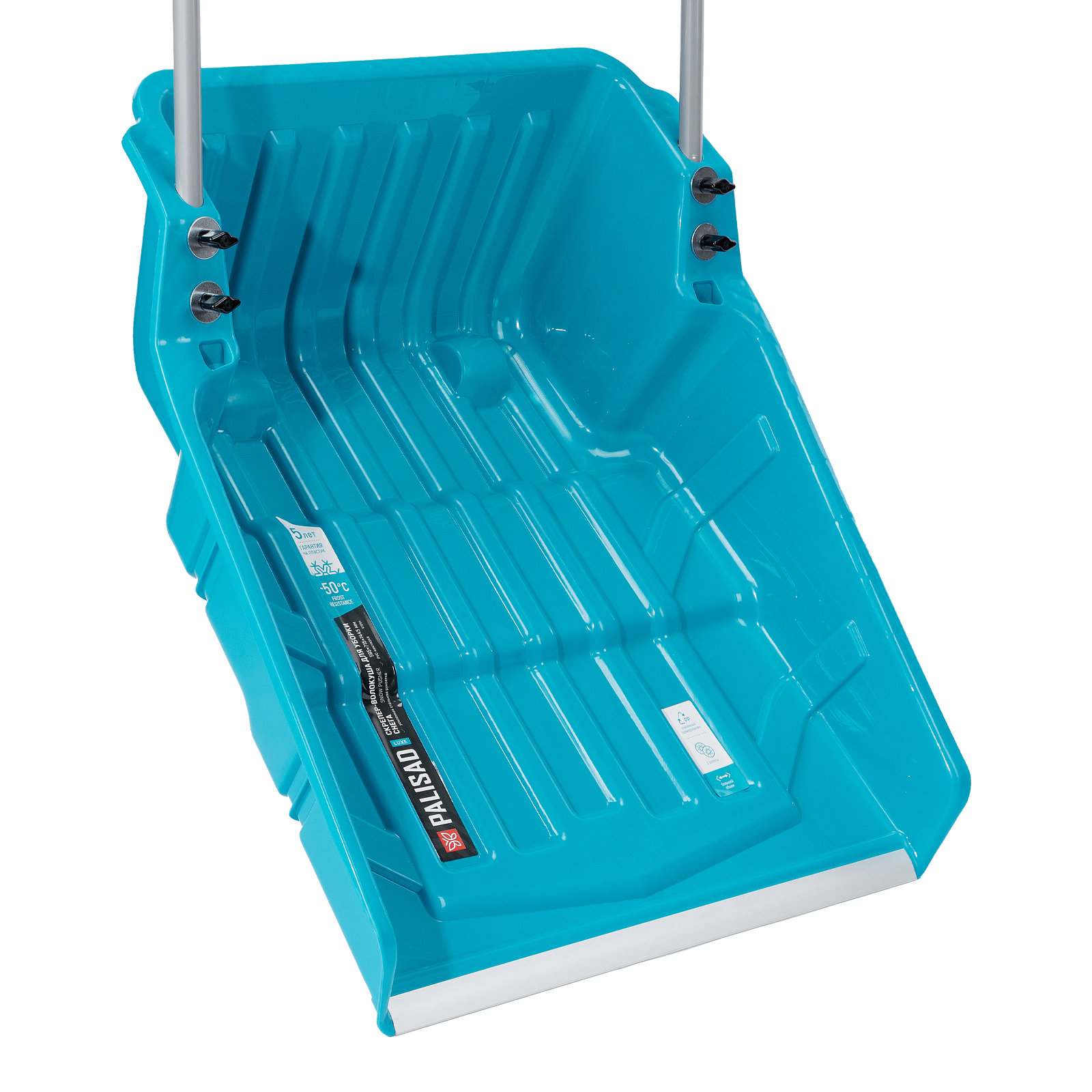 Скрепер-волокуша для уборки снега, полипропилен, колеса, 595х715х1445мм, рукоятка с ПВХ, LUXE Palisad