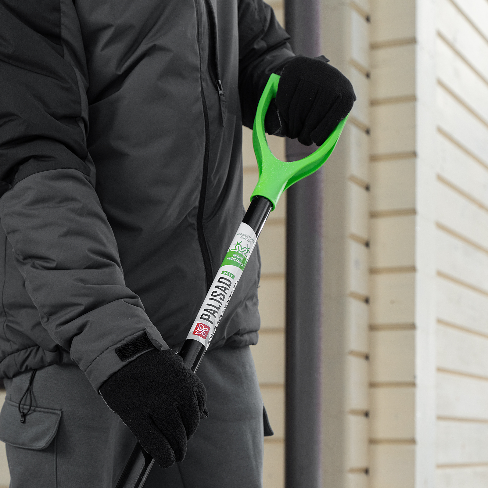 Лопата для уборки снега, полипропилен, 455х345х1330 мм, алюминиевый черенок, BASE Palisad
