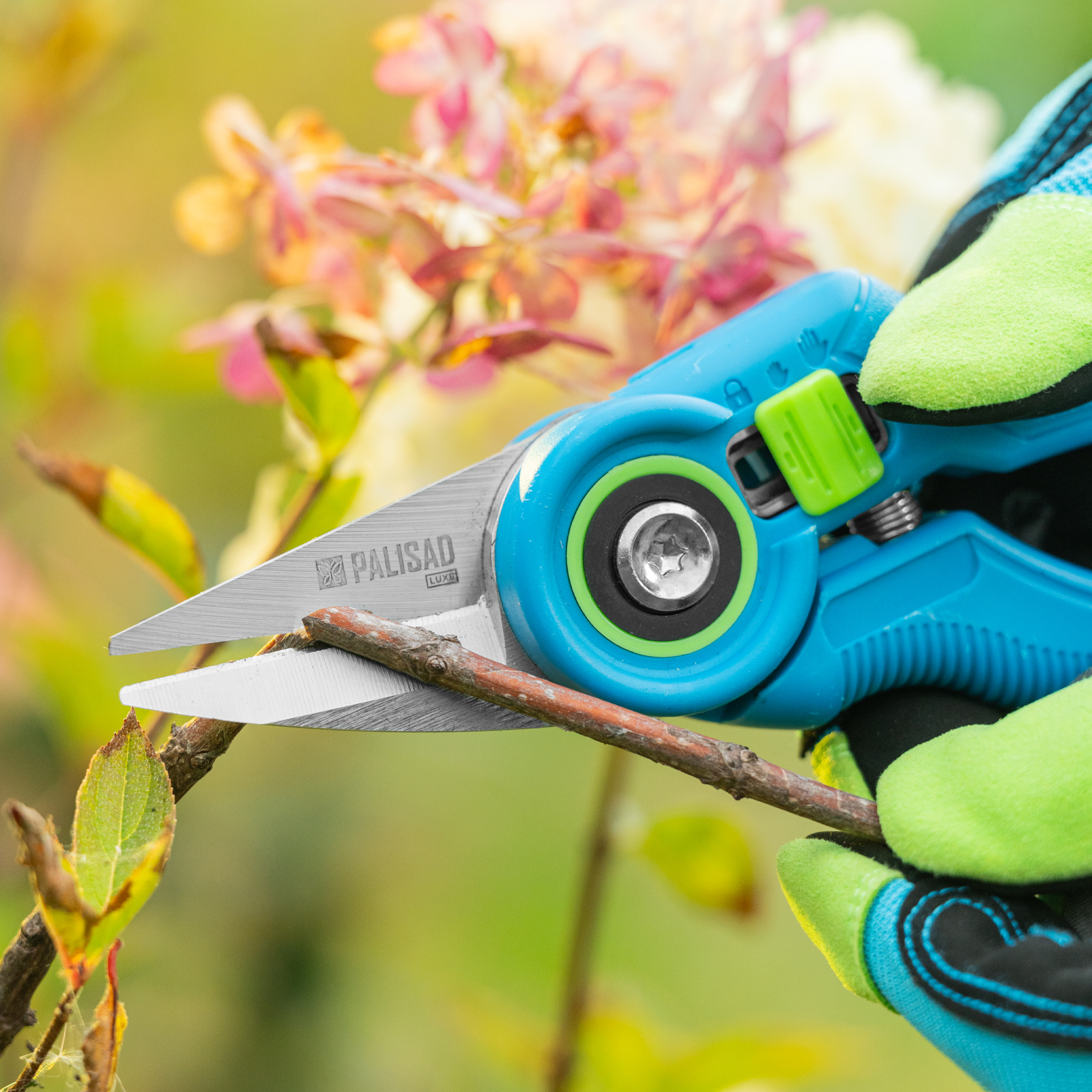 Секатор цветочный, 215 мм, регулировка захвата, пластиковые рукоятки, LUXE Palisad