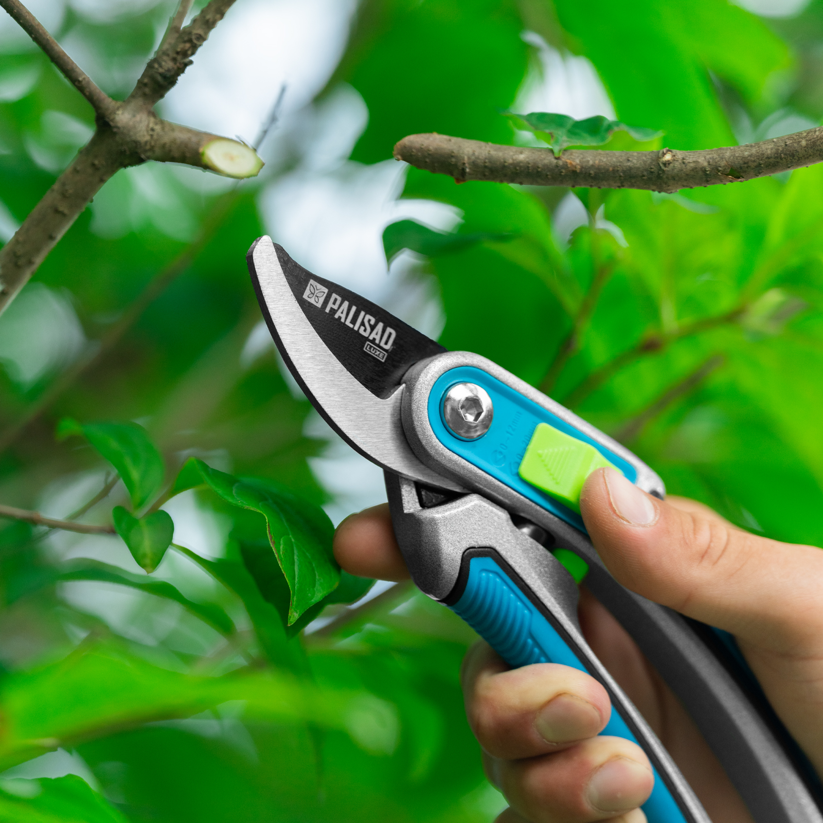 Секатор прямого реза, 215 мм, регулировка захвата, трехкомпонентные рукоятки, LUXE Palisad