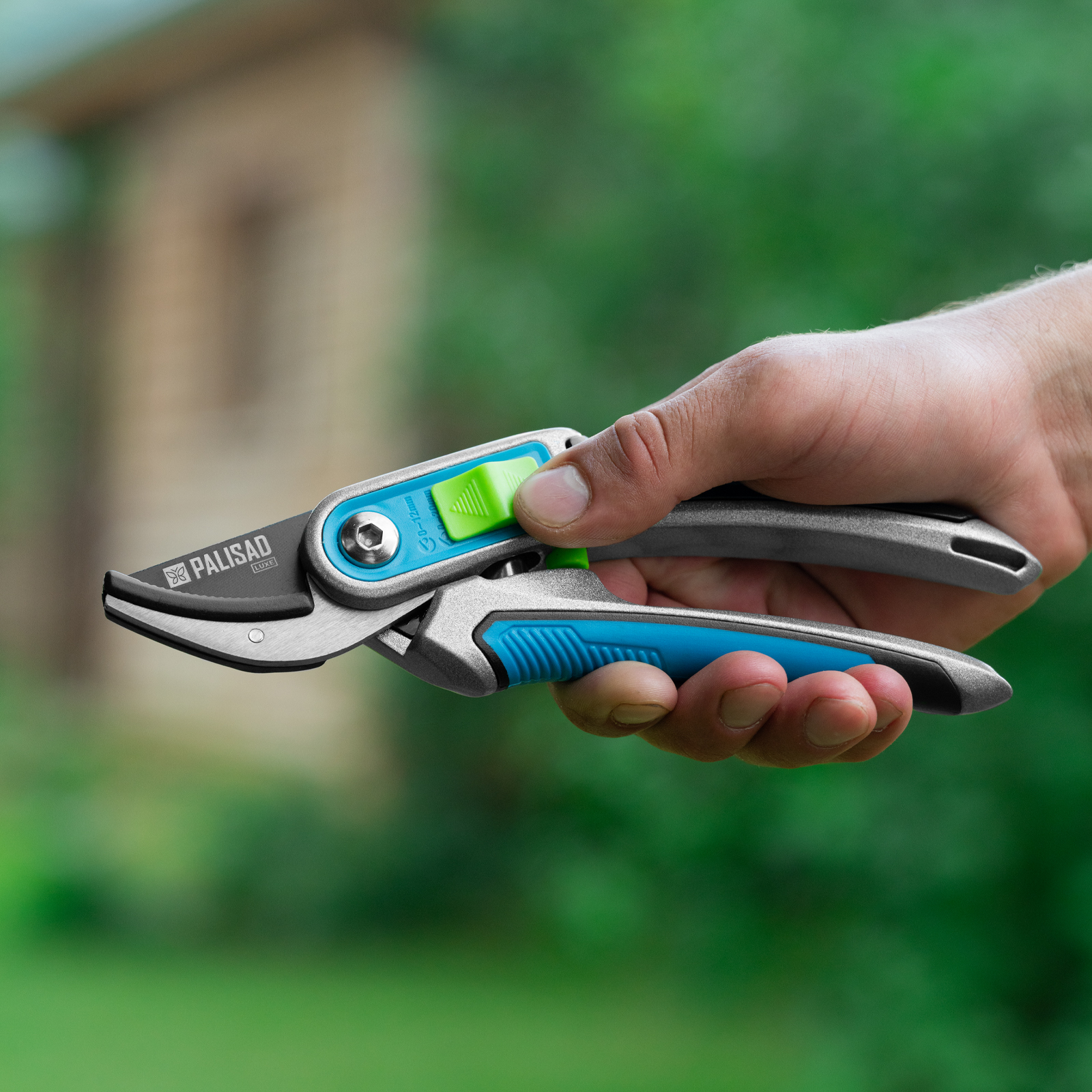 Секатор с наковальней, 215 мм, регулировка захвата, трехкомпонентные рукоятки, LUXE Palisad