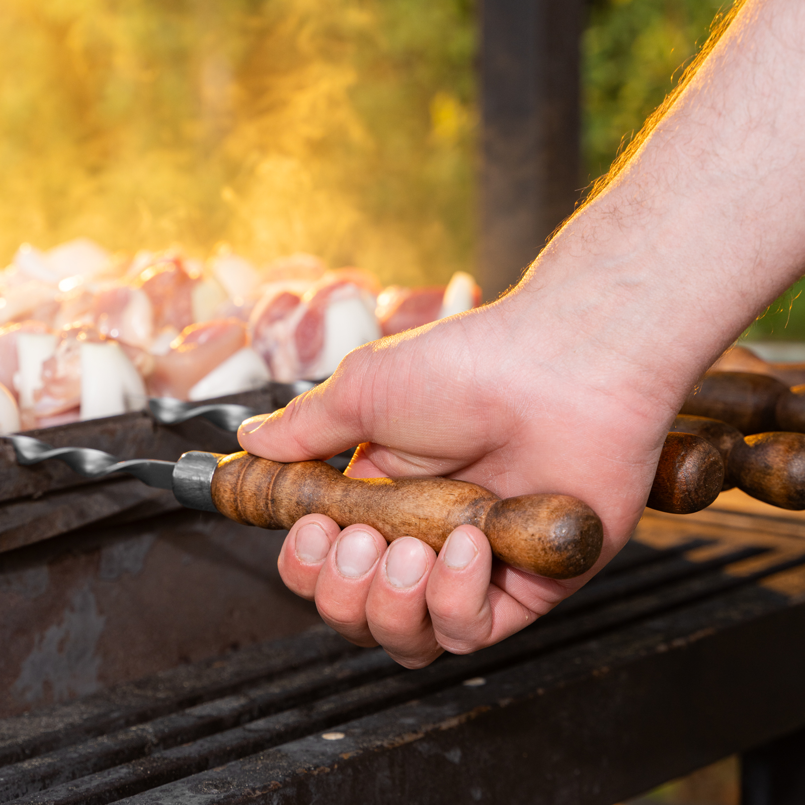 Набор шампуров угловых, 650 мм, с деревянной рукояткой, в чехле, 6 шт., Camping// Palisad