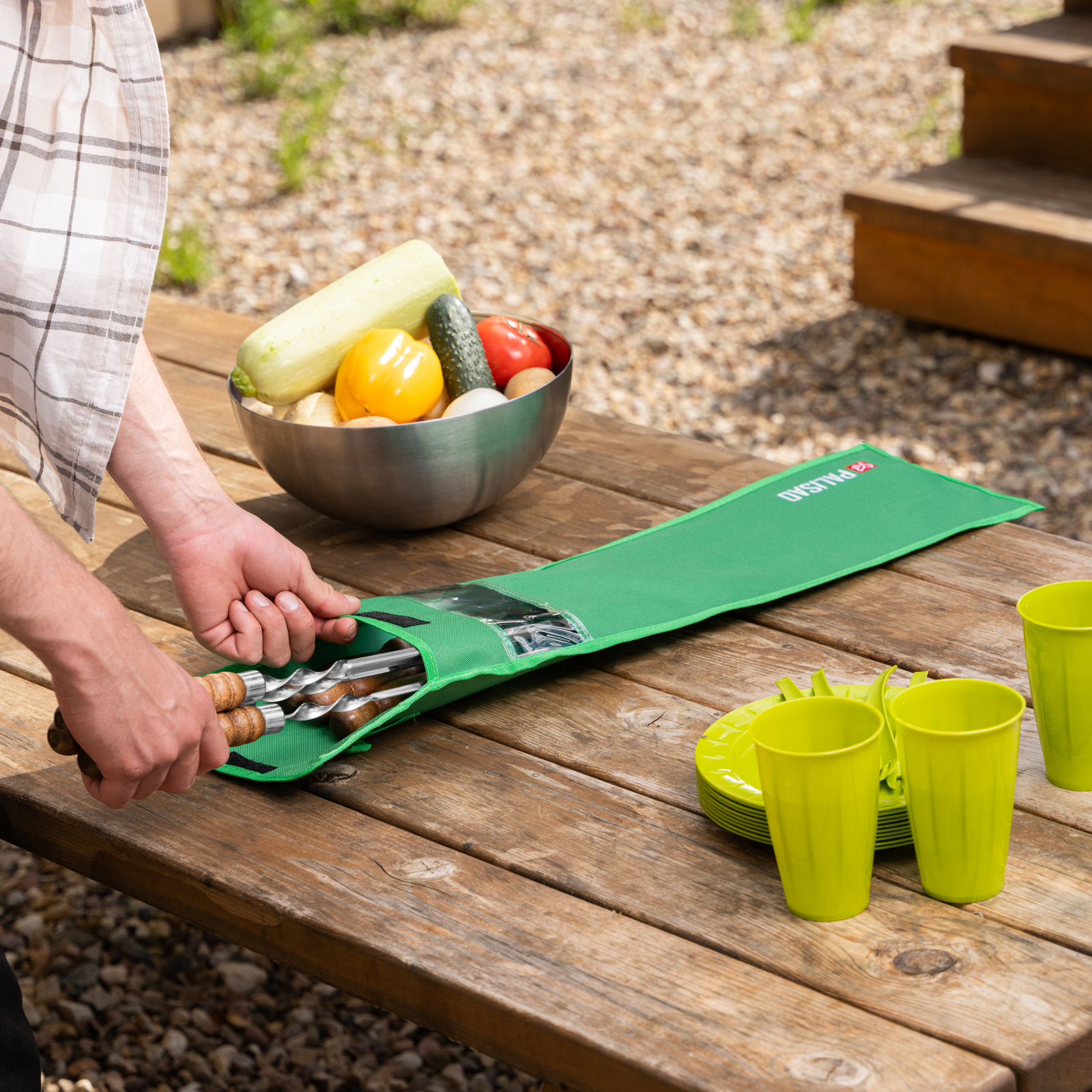 Набор шампуров угловых, 650 мм, с деревянной рукояткой, в чехле, 6 шт., Camping// Palisad
