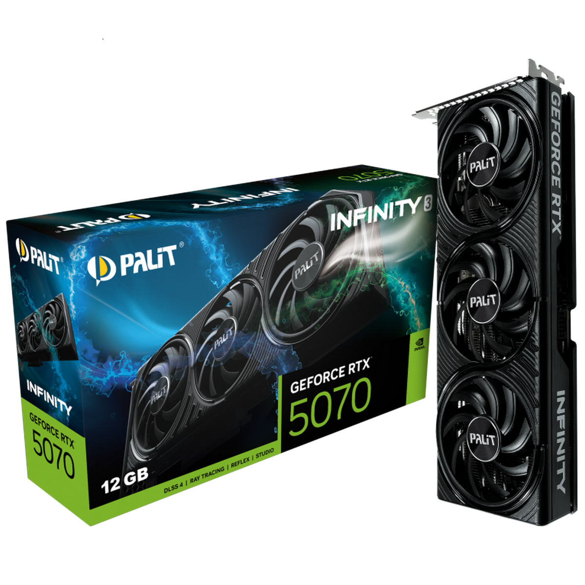 Видеокарта PALIT nVidia GeForce RTX 5070 Infinity 3 (12Gb, GDDR7, 192bit DPx3+HDMI, RTL) (NE75070019K9-GB2050S)