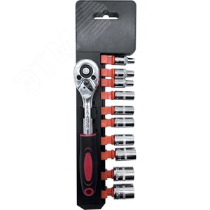 Ключ-трещотка 1/4 + торцевые головки