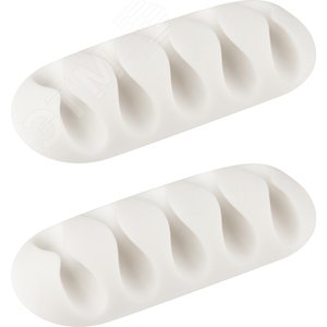 Держатели для 5 проводов на клейкой основе,       цвет-белый, 2 шт