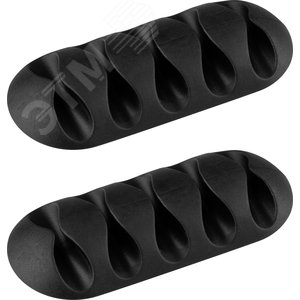 Держатели для 5 проводов на клейкой основе,       цвет-черный, 2 шт