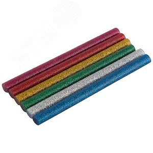 Стержни клеевые цветные, с блестками,11х100 мм, 6 шт