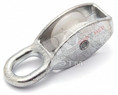Блок для троса одинарный 25мм нейлоновый шкив (трос 7мм) оцинкованный