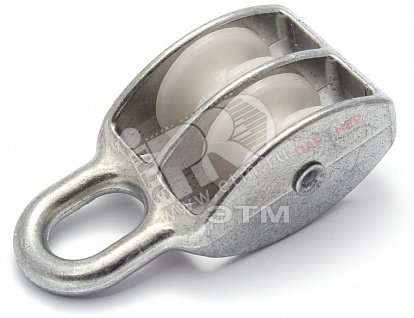 Блок для троса двойной 15мм нейлоновый шкив (трос 5мм) оцинкованный