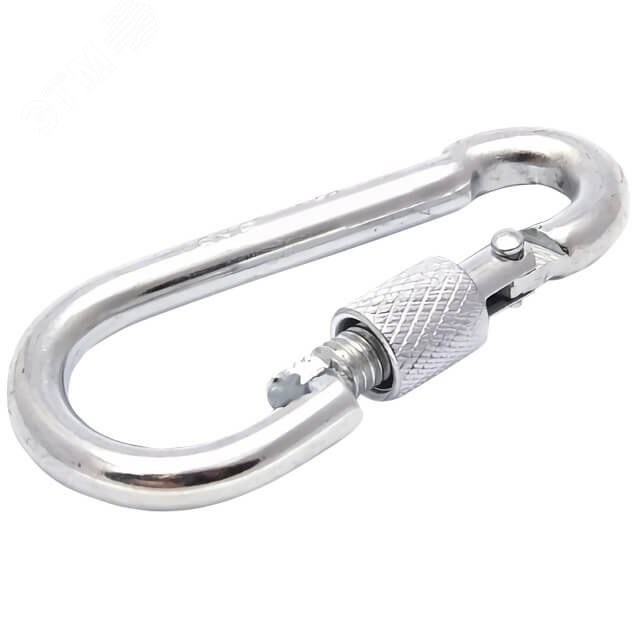 Карабин пожарный М8 DIN5299D c фиксатором оцинкованный