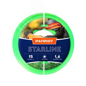 Леска Starline D 1,6 мм L 15 м (звезда, зеленая) 165-15-3 на пластиковой обойме, блистерн.тип