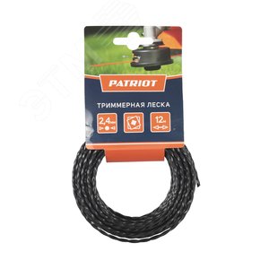 Леска  D 2,4 мм L 12 м (скрученный квадрат, черный) 240-12-5, картонный подвес