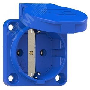 Розетка встраиваемая 16А/250V/2P+E/IP54 50x50 подкл. сзади синяя