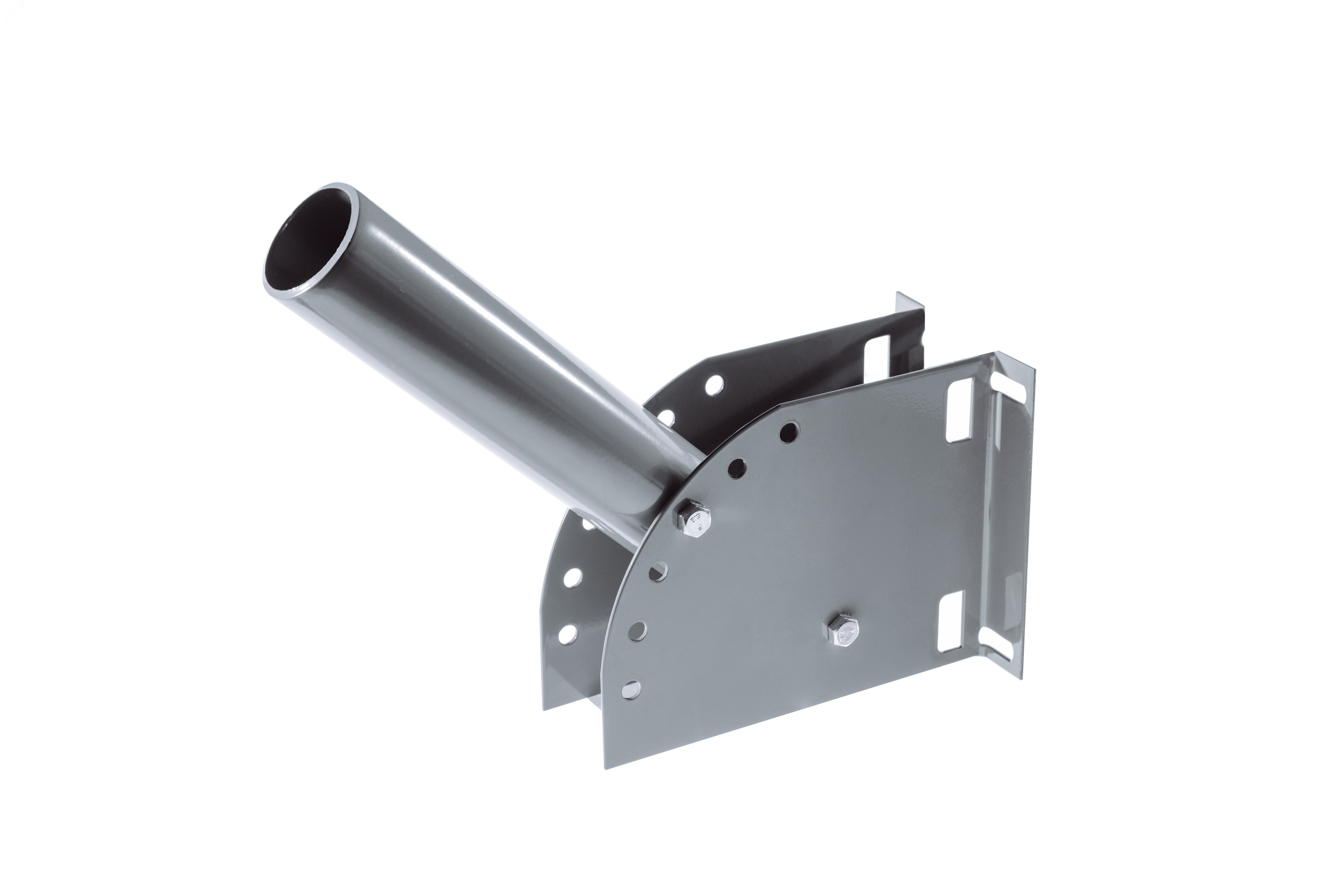 Кронштейн настенный и на столб монтажной лентой регулируемый угол наклона диаметр трубы 60мм серый для уличного светильника