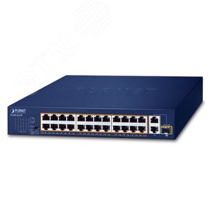 Коммутатор неуправляемый PoE 24 порта 10/100 Мб/с 2хRJ45, 1хSFP, 185 Вт