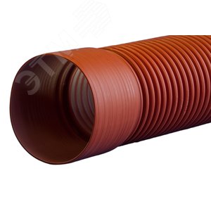 Труба ПЭ гофрированная двухслойная 233/200 SN8 с раструбом+кольцо - 6м.