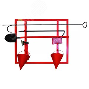 Щит пожарный ЩПО-К открытый ПРЕСТИЖ укомплектованный (полотнище 2х1,5м, лом, багор, топор, лопата, 2 ведра)