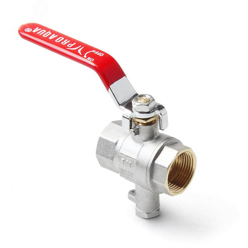 Кран шаровой полнопроходной для подключения датчика температуры, ручка-рычаг, ВВ 1/2