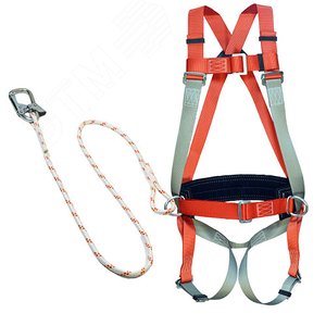 Удерживающая система с наплечными и набедренными лямками и стропом из каната -