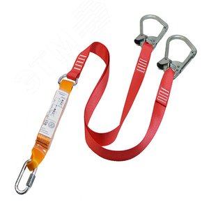 Двойной строп из ленты с амортизатором, с двумя большими монтажным и соединительным карабином -