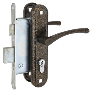 Замок врезной цилиндровый с ручками для деревянных дверей, СТАНДАРТ Россия ЗВ4-3.07С бронза