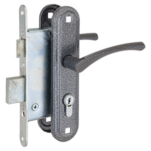 Замок врезной цилиндровый с ручками для деревянных дверей, СТАНДАРТ Россия ЗВ4-3.07С серебро