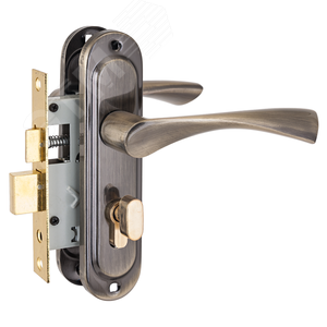 Замок врезной с ручками для деревянных дверей, СТАНДАРТ 103/50B старая бронза