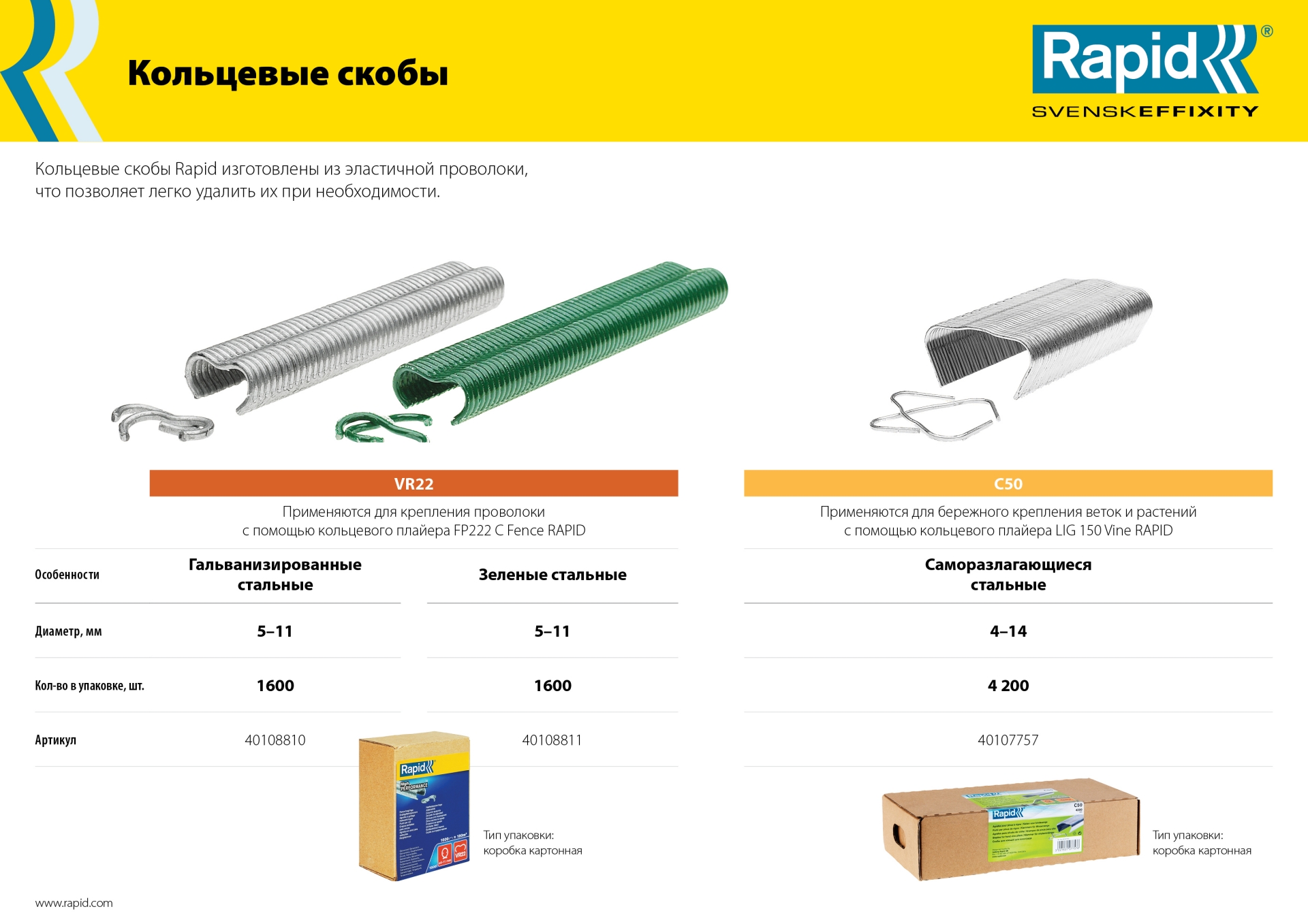 RAPID С50, 4 - 14 мм, 4200 шт, кольцевые профессиональные скобы для LIG150 (40107757)