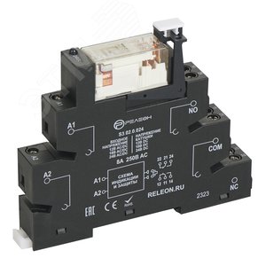 Интерфейсный модуль реле, 1 перекидной контакт 16А (12В AC/DC) винтовые зажимы, прозрачный корпус реле