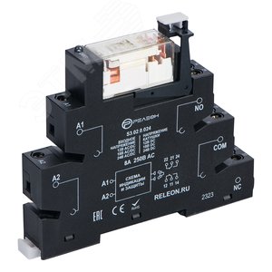 Интерфейсный модуль реле, 1 перекидной контакт 16А (24В AC/DC) винтовые зажимы, прозрачный корпус реле