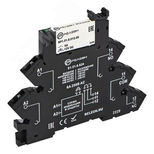 Интерфейсный модуль реле, 1 перекидной контакт 6А 12В AC/DC пружинные зажимы