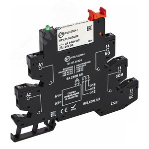 Интерфейсный модуль реле, 1 перекидной контакт 6А, 24В AC/DC, винтовые зажимы