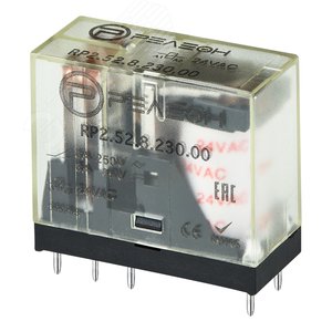 Миниатюрное промежуточное реле, 2 перекидных контакта 5А, 230В AC