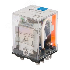 Силовое реле, 2 переключающих контакта 16А,  230В AC, блокируемая кнопка проверки + светодиод