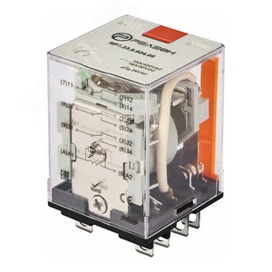 Силовое реле, 3 переключающих контакта 16А, 48В AC, блокируемая кнопка проверки + светодиод