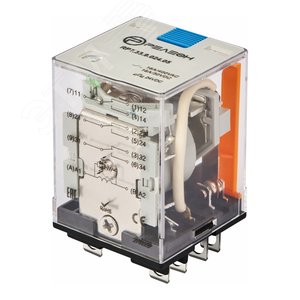 Силовое реле, 3 переключающих контакта 16А, 48В DC, блокируемая кнопка проверки + светодиод