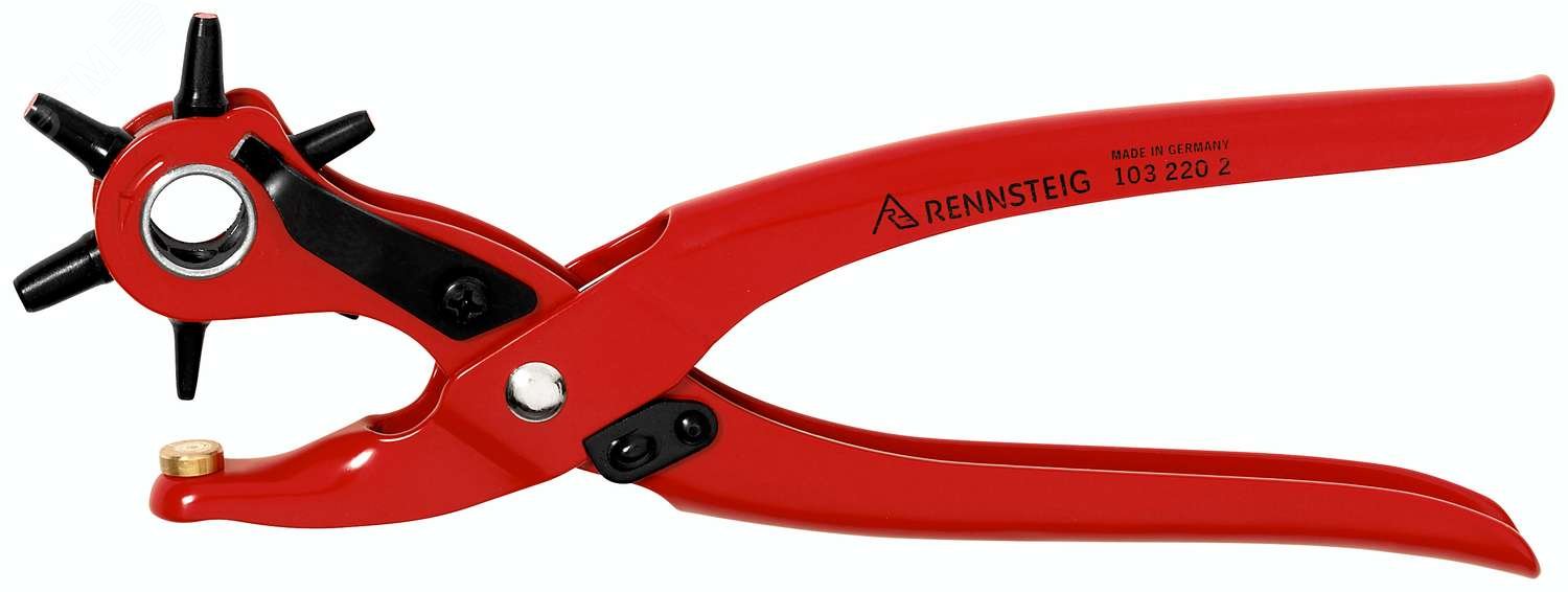 Просекатель с револьверной головкой, пуансоны 2-2.5-3-3.5-4-5 мм, для кожи/ткани/пластика, 220 мм, порошковое покрытие