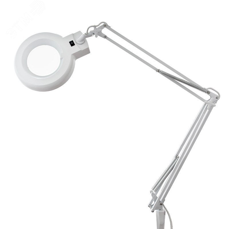 Лупа на струбцине, круглая, 8D, с подсветкой, белая (Ст) артикул